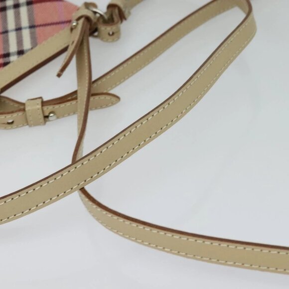 BURBERRY Nova Check Blue Label Shoulder Bag Canvas 2way Pink Silver Auth BD1626 - Picture 8 of 16